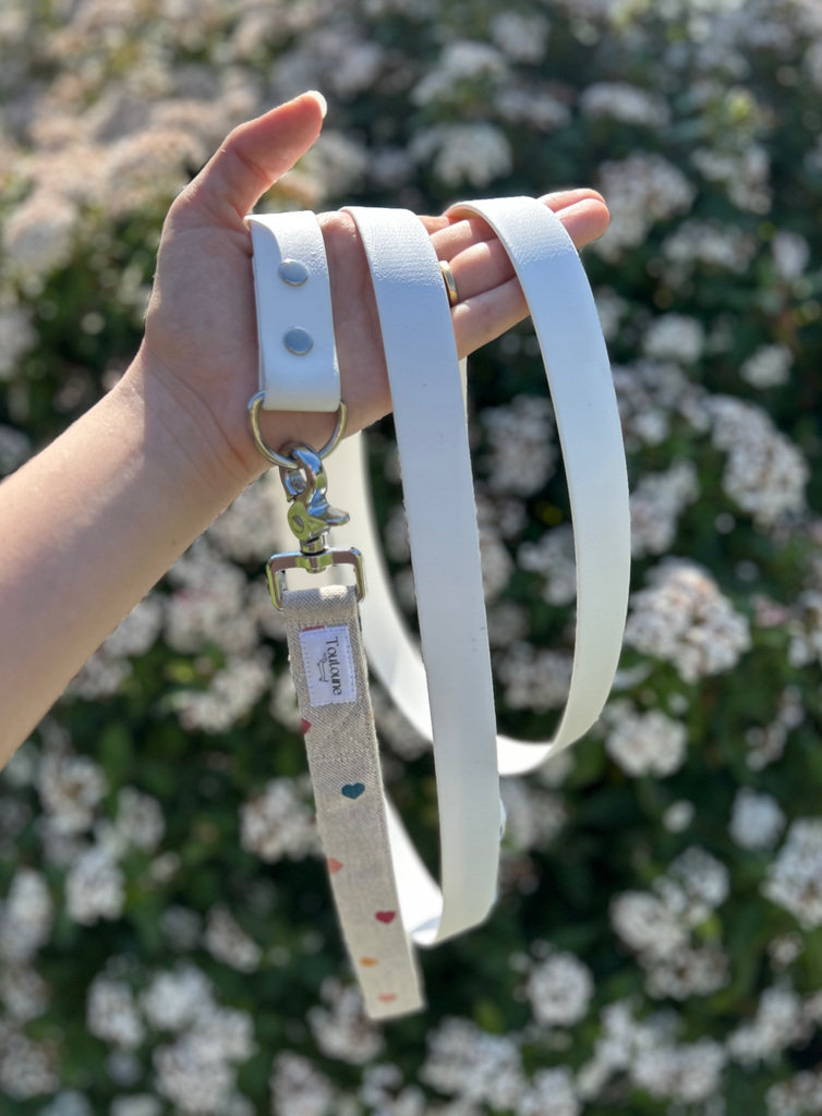Laisse Biothane poignée interchangeable Loveur Blanc