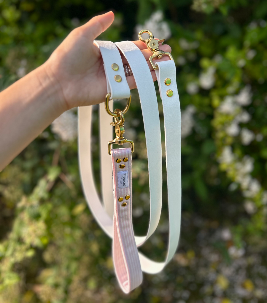 Laisse Biothane poignée interchangeable Pivoine Blanc