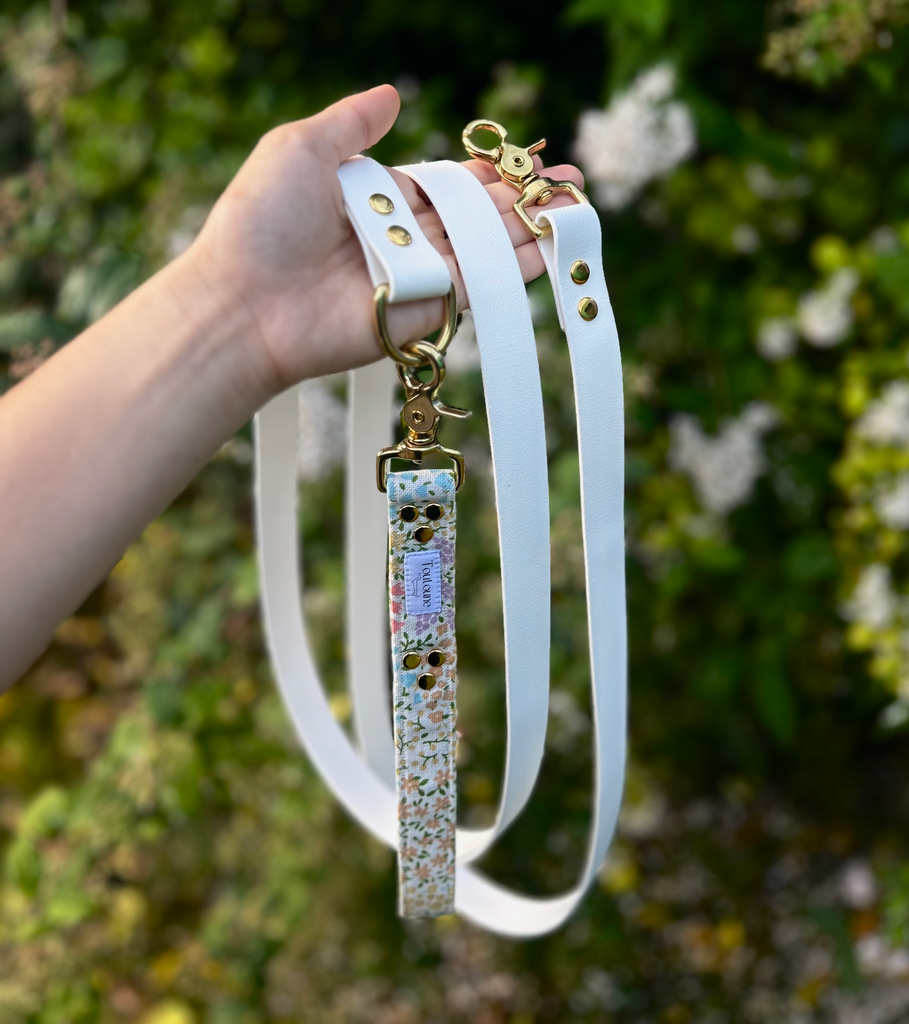 Laisse Biothane poignée interchangeable Eden Blanc